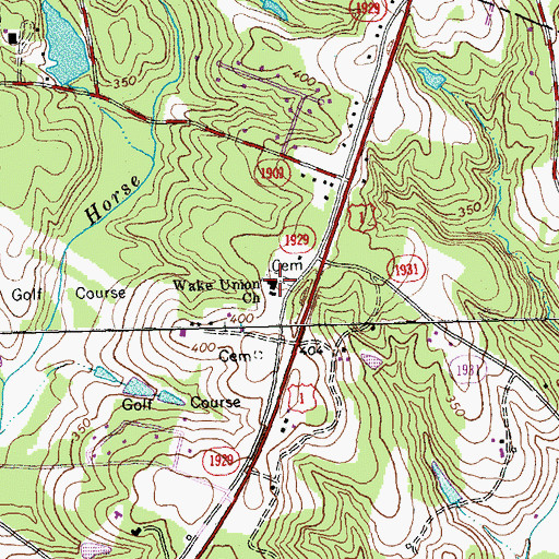 Topographic Map of Wake Union Church, NC