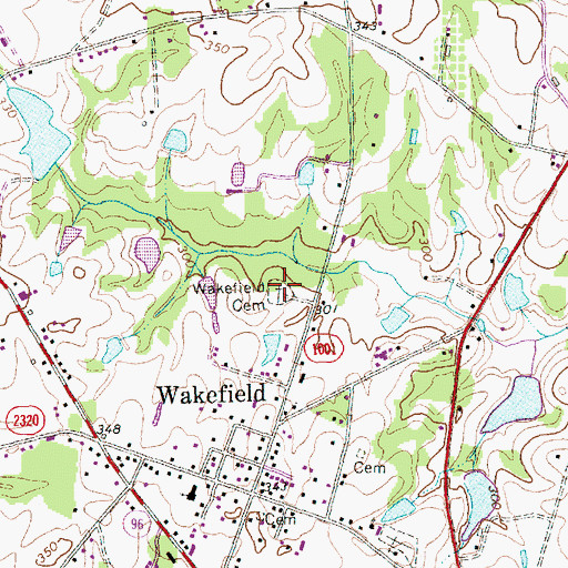 Topographic Map of Wakefield Cemetery, NC