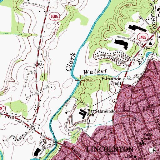 Topographic Map of Walker Branch, NC