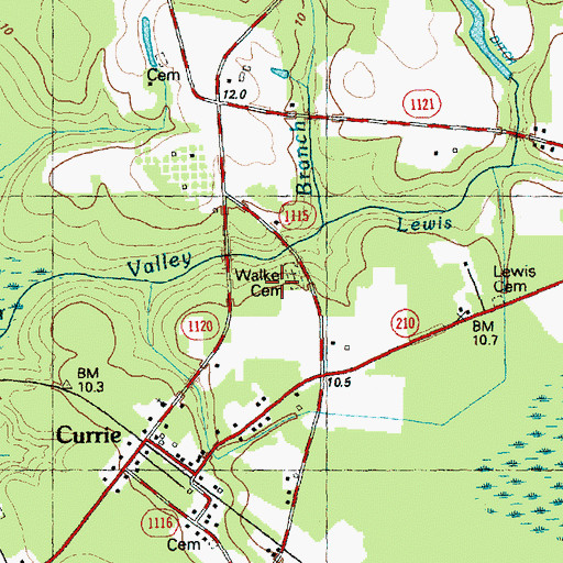 Topographic Map of Walker Cemetery, NC