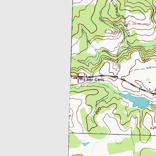 Topographic Map of Walker Cemetery, NC