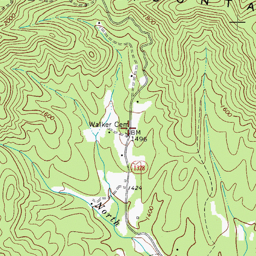 Topographic Map of Walker Cemetery, NC