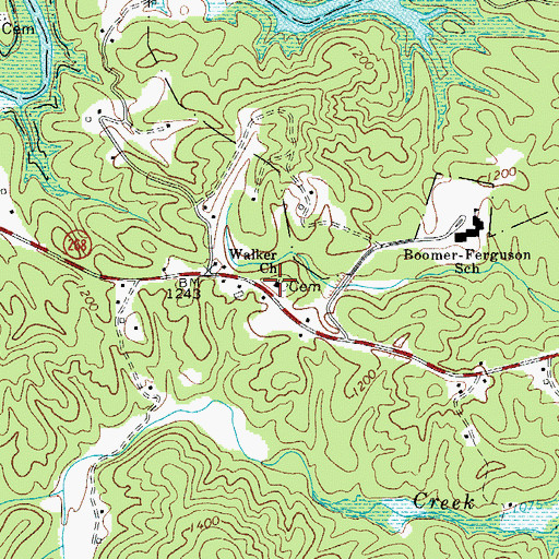Topographic Map of Walker Church, NC