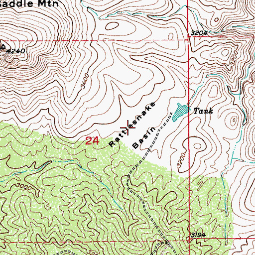 Topographic Map of Rattlesnake Basin, AZ