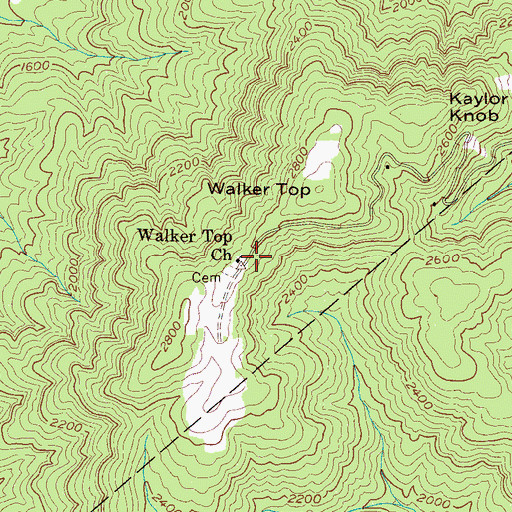 Topographic Map of Walker Top Church, NC