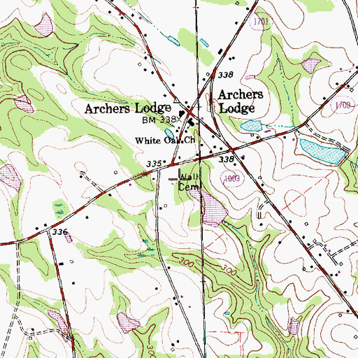 Topographic Map of Wall Cemetery, NC