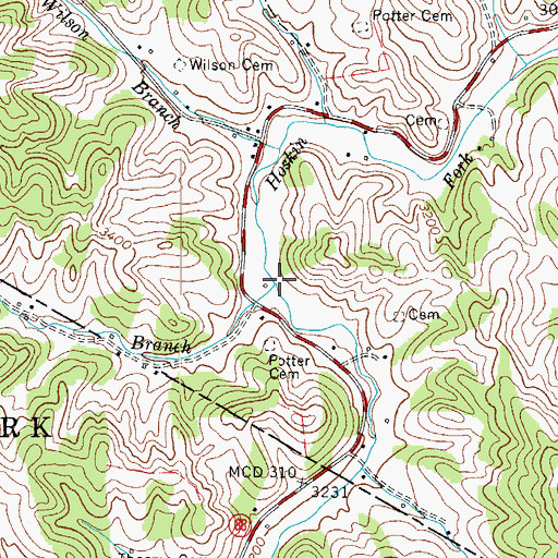 Topographic Map of Wallace Branch, NC