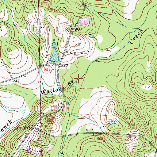 Topographic Map of Wallace Branch, NC