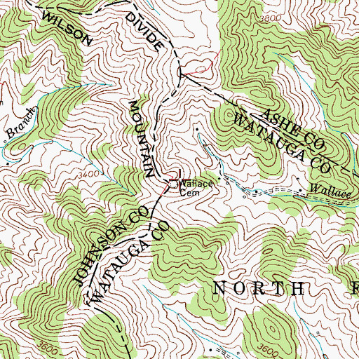 Topographic Map of Wallace Cemetery, NC