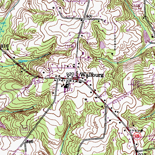 Topographic Map of Wallburg, NC