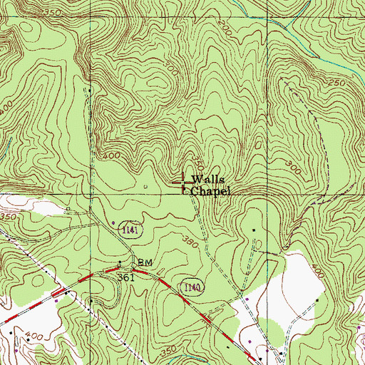 Topographic Map of Walls Chapel, NC