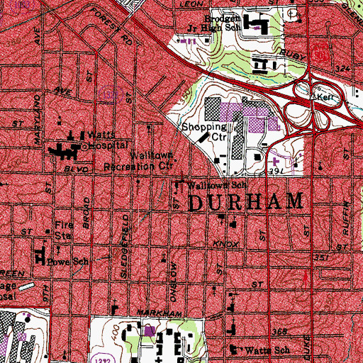 Topographic Map of Walltown School, NC