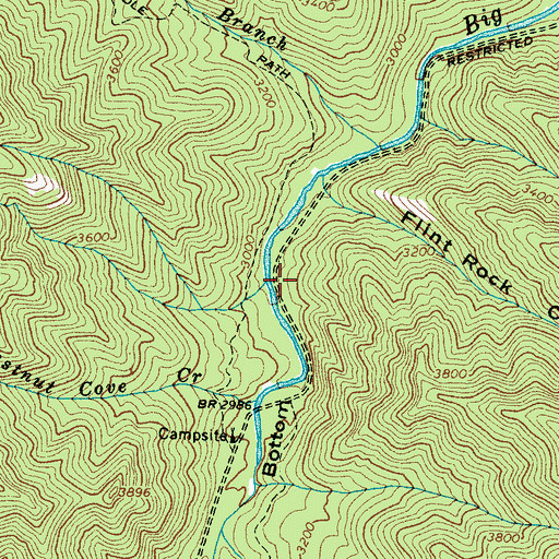 Topographic Map of Walnut Bottom, NC