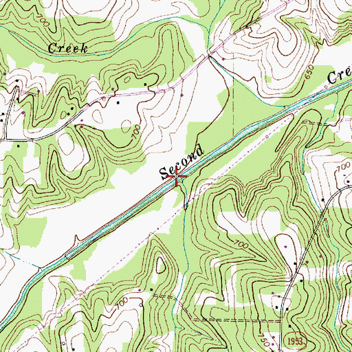 Topographic Map of Walnut Branch, NC