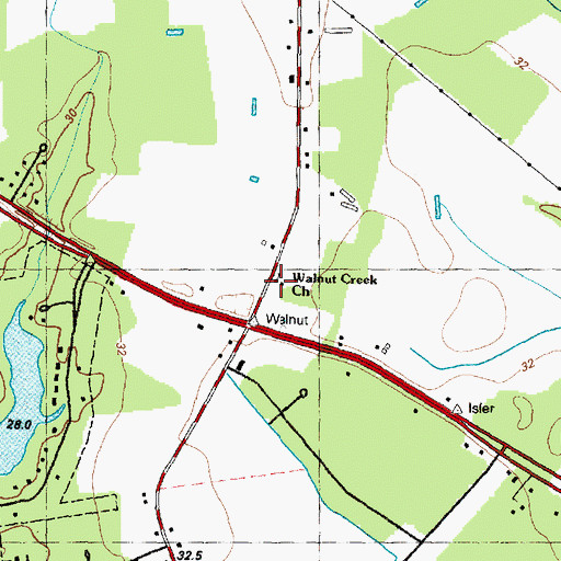 Topographic Map of Walnut Creek Church, NC