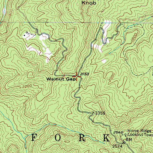 Topographic Map of Walnut Gap, NC