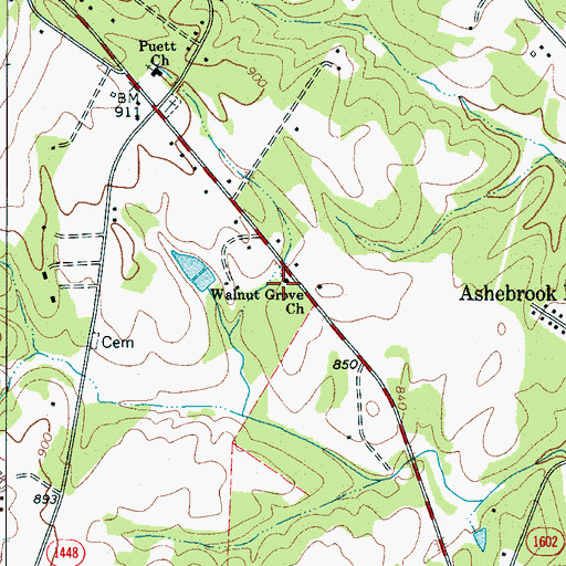 Topographic Map of Walnut Grove Church, NC