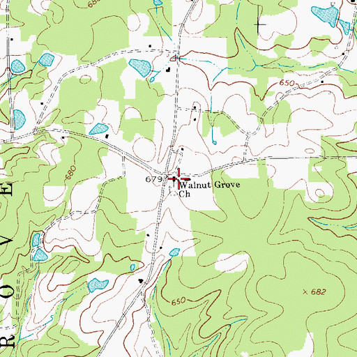 Topographic Map of Walnut Grove Church, NC