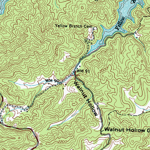 Topographic Map of Walnut Hollow, NC