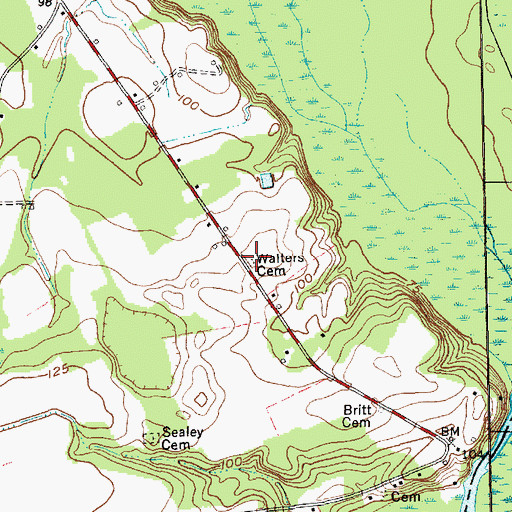 Topographic Map of Walters Cemetery, NC