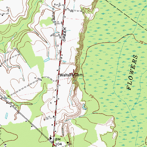 Topographic Map of Walters Cemetery, NC