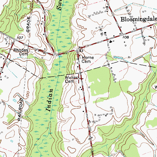 Topographic Map of Walters Cemetery, NC