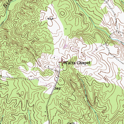 Topographic Map of Walts Chapel, NC