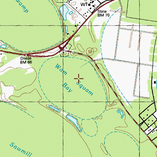 Topographic Map of Wam Squam Bay, NC