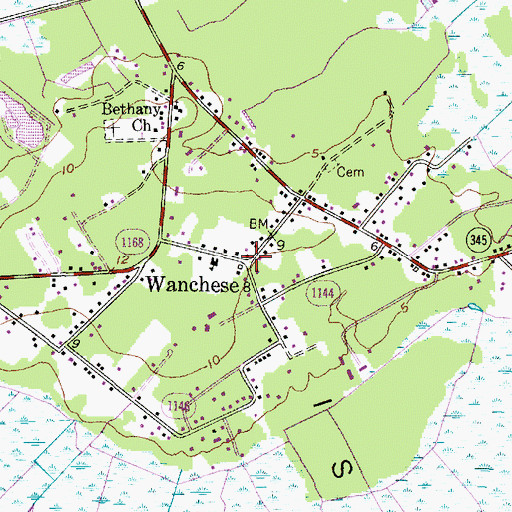 Topographic Map of Wanchese, NC