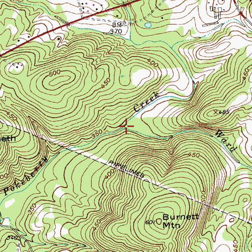 Topographic Map of Ward Branch, NC