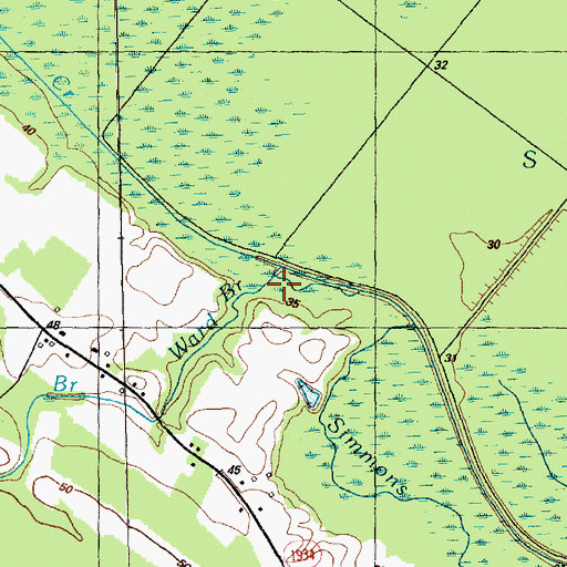 Topographic Map of Ward Branch, NC