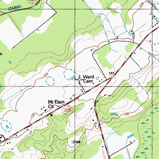 Topographic Map of Ward Cemetery, NC