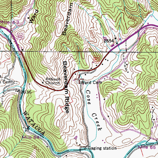 Topographic Map of Ward Cemetery, NC
