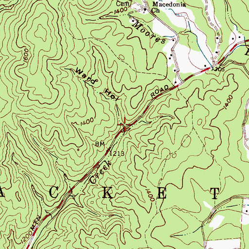 Topographic Map of Ward Hollow, NC