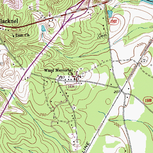 Topographic Map of Ward Memorial Church, NC
