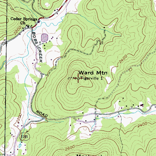 Topographic Map of Ward Mountain, NC