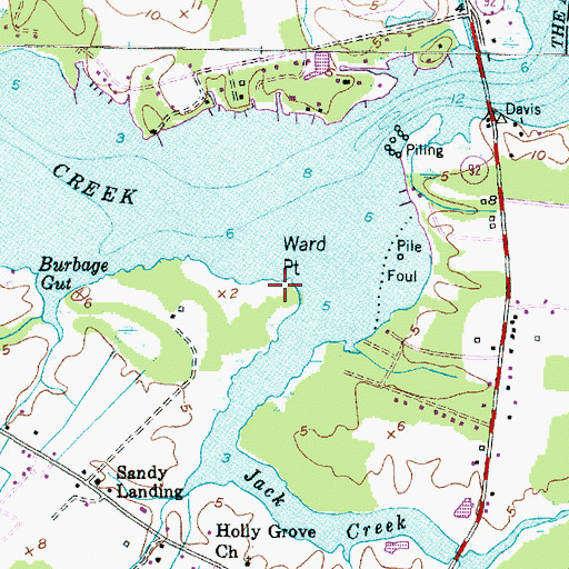 Topographic Map of Ward Point, NC