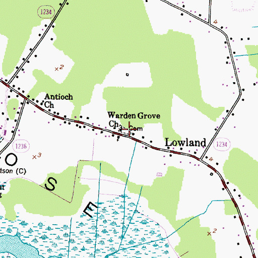 Topographic Map of Warden Grove Church, NC