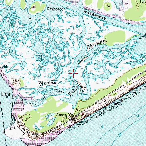 Topographic Map of Wards Channel, NC
