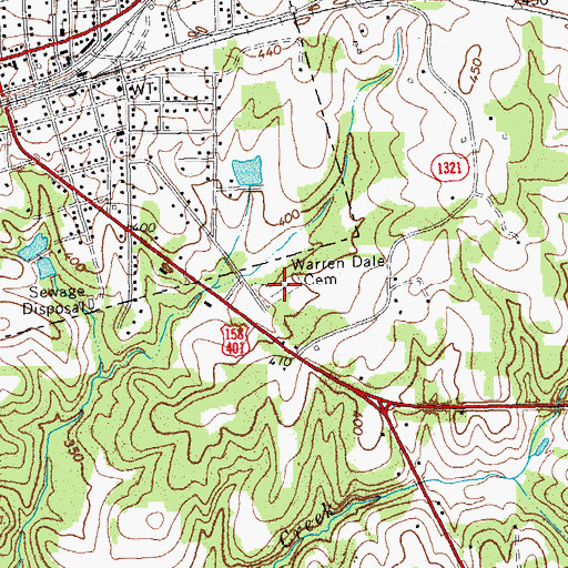 Topographic Map of Warren Dale Cemetery, NC