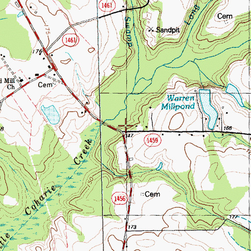 Topographic Map of Warren Millpond, NC