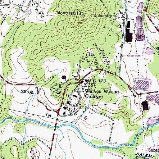 Topographic Map of Warren Wilson College, NC