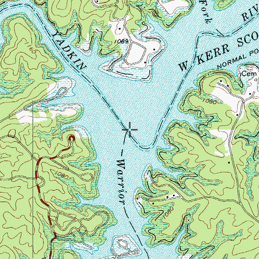 Topographic Map of Warrior Creek, NC