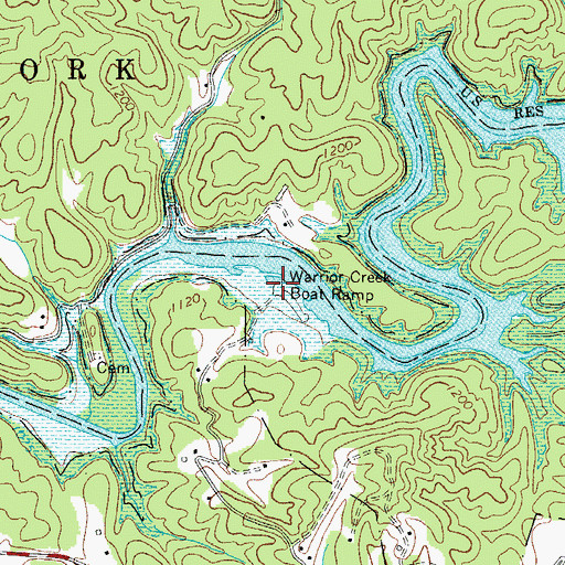 Topographic Map of Warrior Creek Boat Ramp, NC