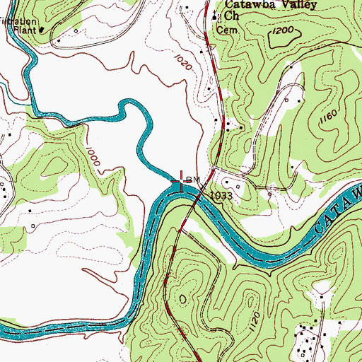 Topographic Map of Warrior Fork, NC