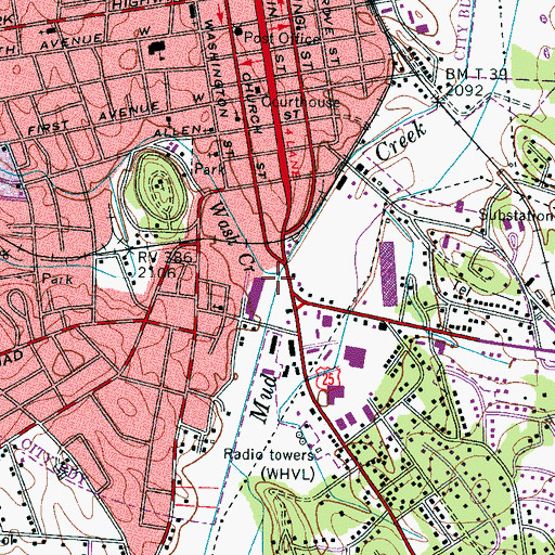 Topographic Map of Wash Creek, NC