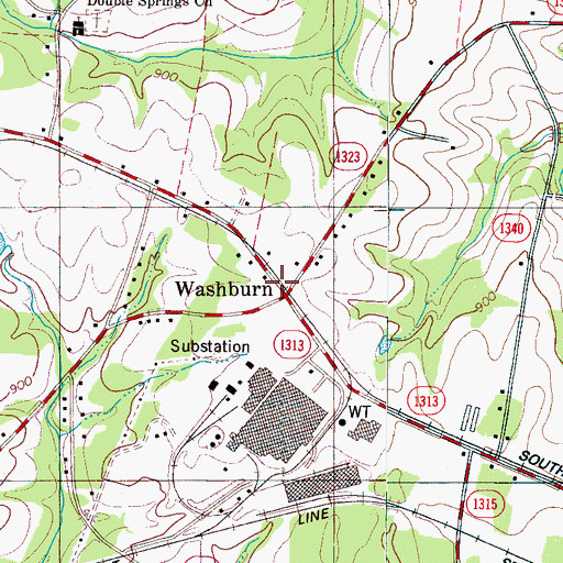 Topographic Map of Washburn, NC