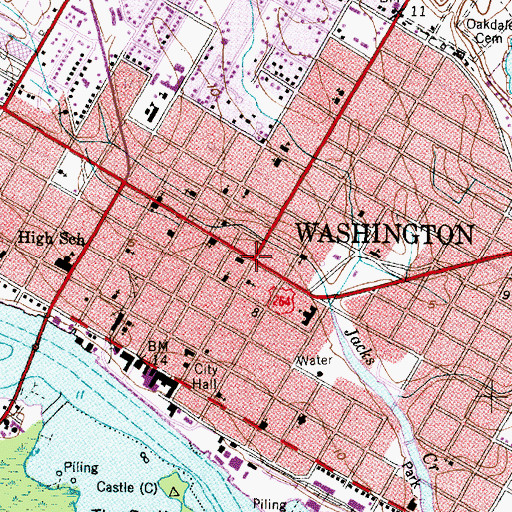Topographic Map of Washington, NC