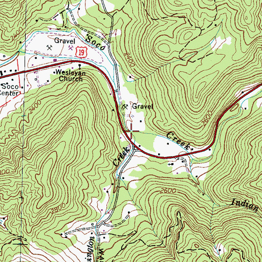 Topographic Map of Washington Creek, NC