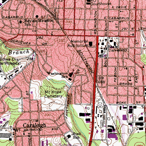 Topographic Map of Washington School, NC